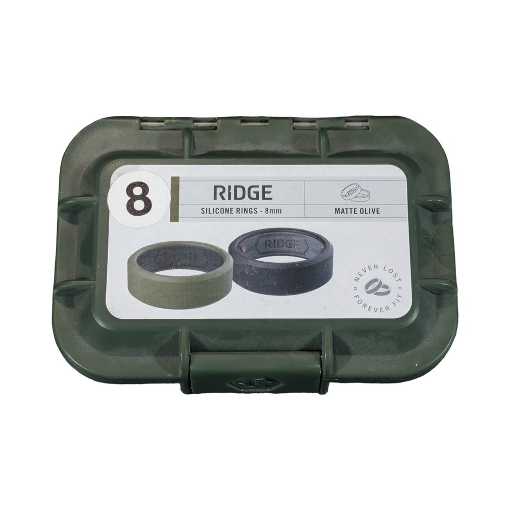 P6O The Ridge 8mm Silicone Ring Set ( Size 8 ) Matte Olive And Black Open Box